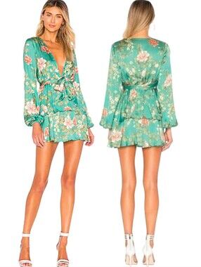 MAJORELLE 'Berkshire' Bird & Floral Print Long Sleeve Mini Dress - Size M